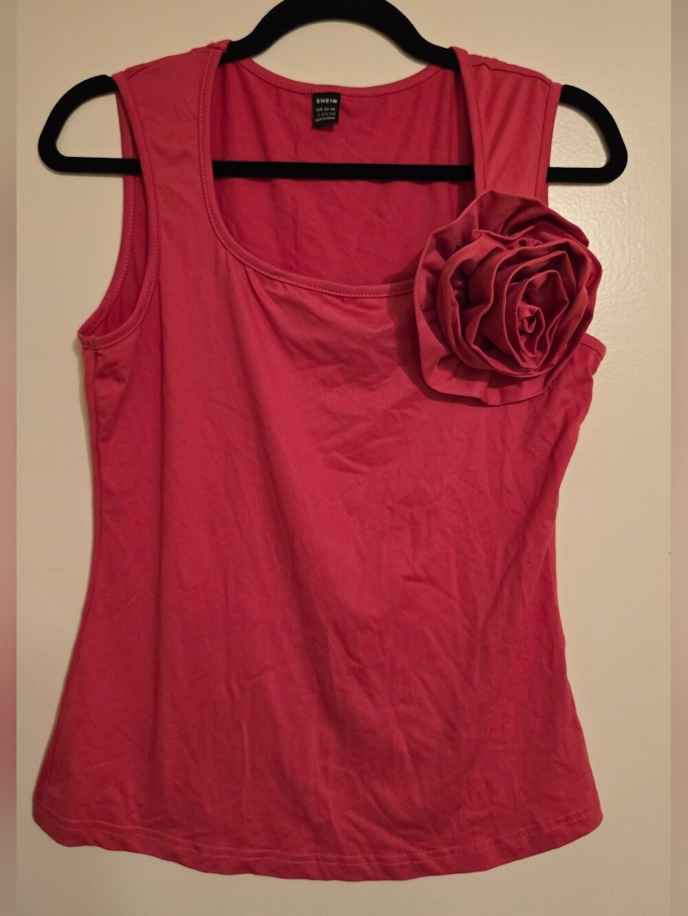 SHEIN Hot Pink Sleeveless Tank with Rosette Detail